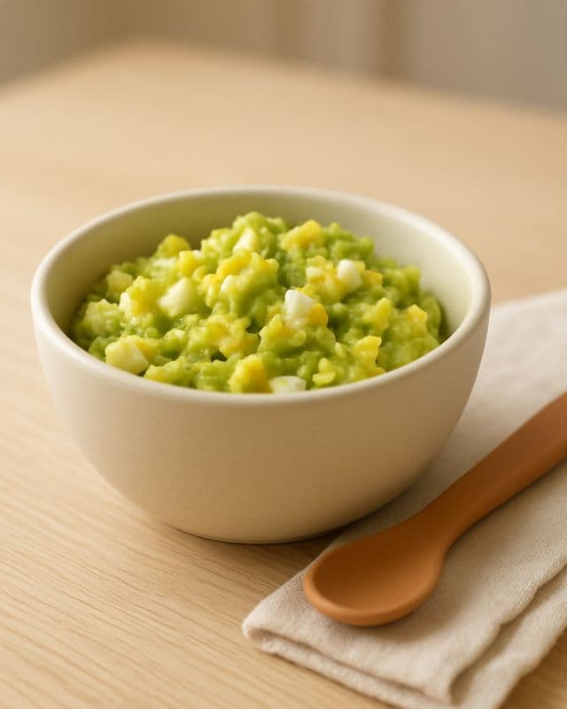 Tazón de huevo duro machacado con aguacate